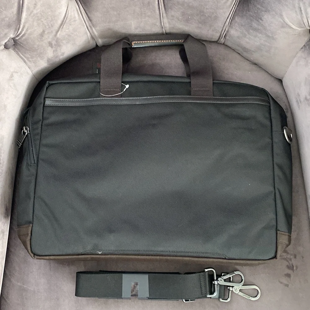 Tumi NWOT Alpha Black/Brown Ballistic Nylon Briefcase - Picture 10 of 12